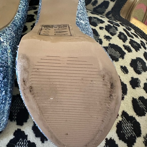 Women's Peep Toe Glitter Slip-On Chunky Platform High Heel - Picture 6 of 8